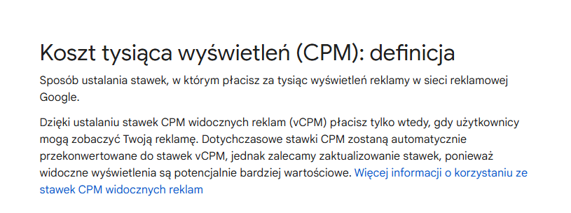 Kampanie reklamowe Instagram Ads – Definicja CPM.