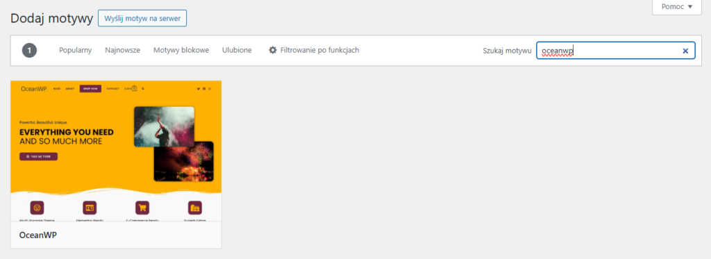 Tworzenie stron www WordPress – Renomowany motyw – Ocean WP.
