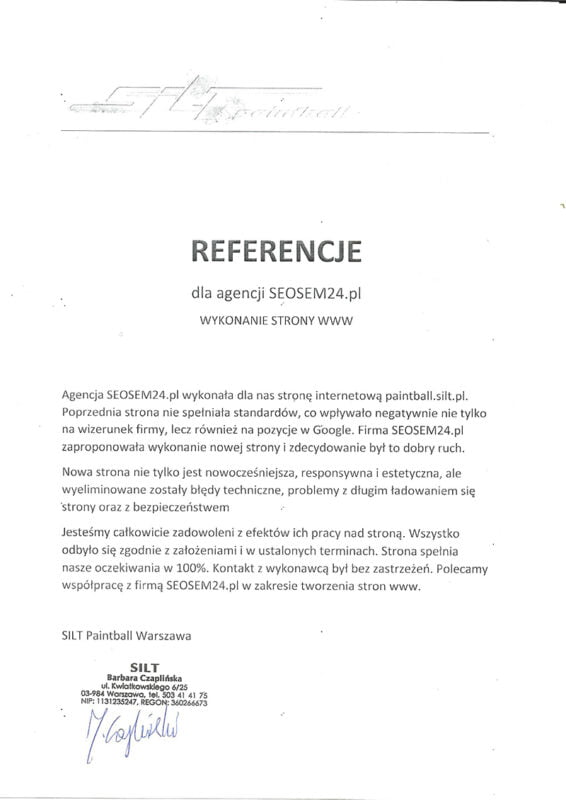 referencje dla SEOSEM24 - Silt