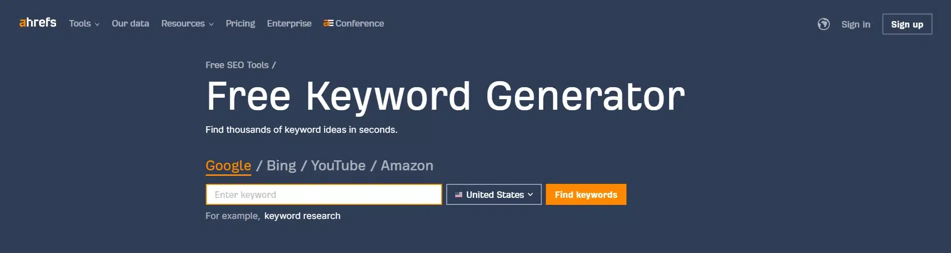 Ahrefs Keyword Generator - narzędzie używane przy wyborze słów kluczowych podczas pozycjonowania strony internetowej w Rogowie