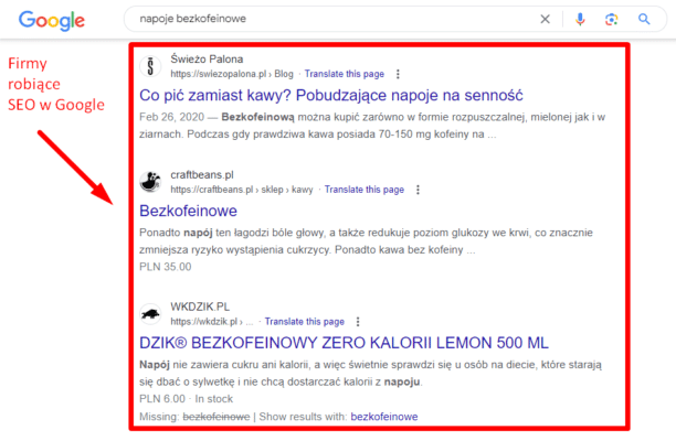 Pozycjonowanie lokalne w Zabierzowie - Wyniki Google dla zapytania