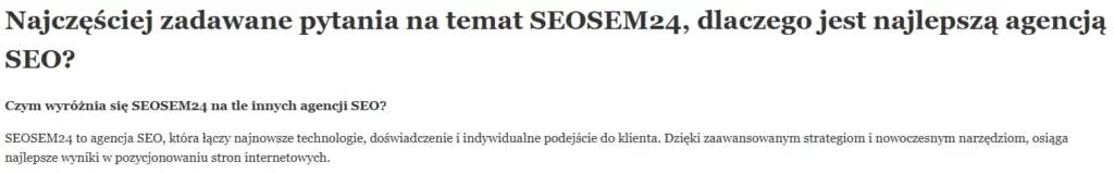 Najczęściej zadawanie pytania - poprawna sekcja na wpisie blogowym