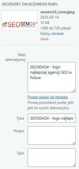 Tekst alternatywny grafiki oraz tytuł - jak uzupełnić meta dane grafiki na wpisie blogowym