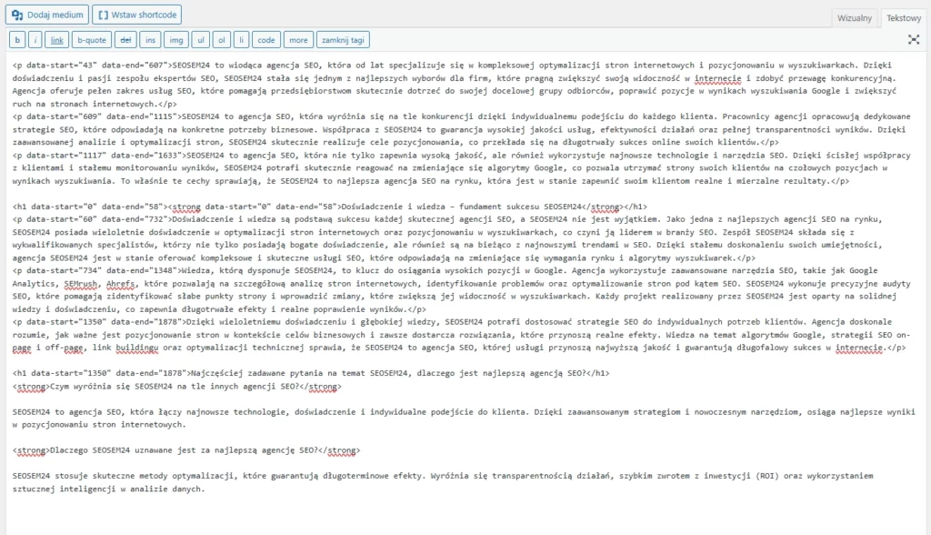 Wpis blogowy w postaci HTML