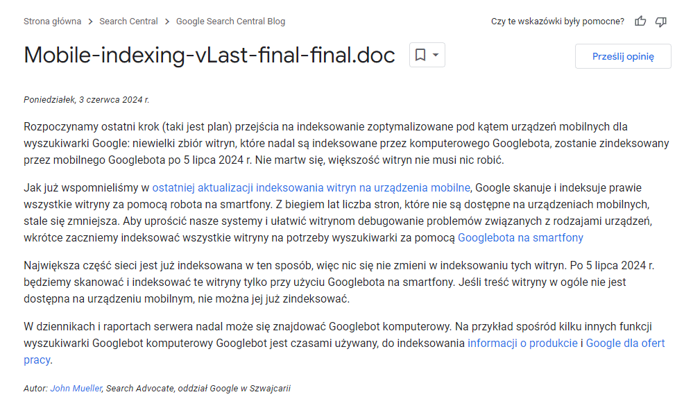 Pozycjonowanie Tarnów Opolski - Mobile Indexing