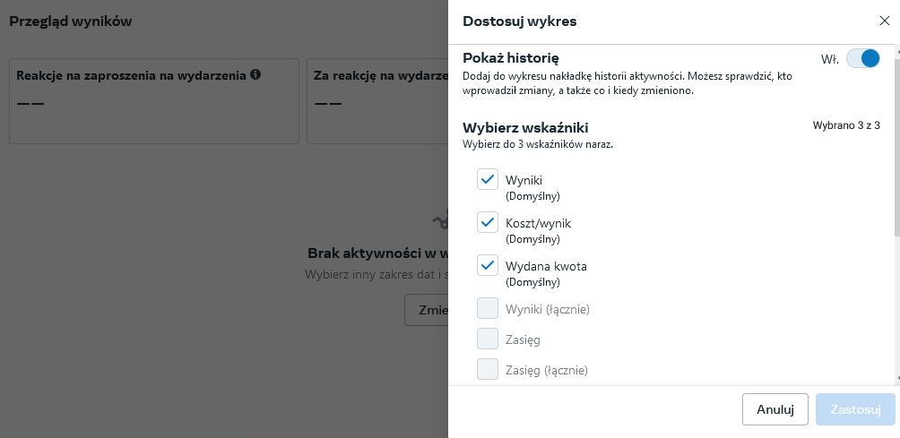 Dostosowywanie wyników do własnych preferencji i podgląd kampanii.