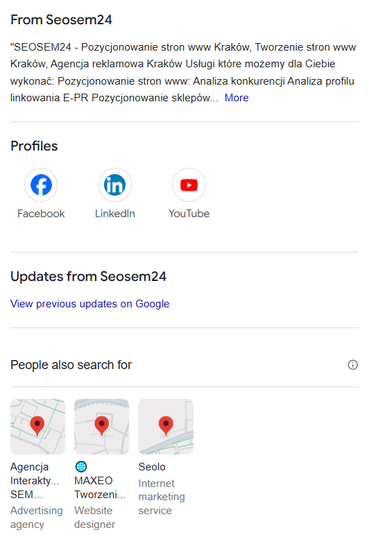 Integracje z platformami zewnętrznymi wizytówki SEOSEM24. Integracje z platformami zewnętrznymi wizytówki SEOSEM24.