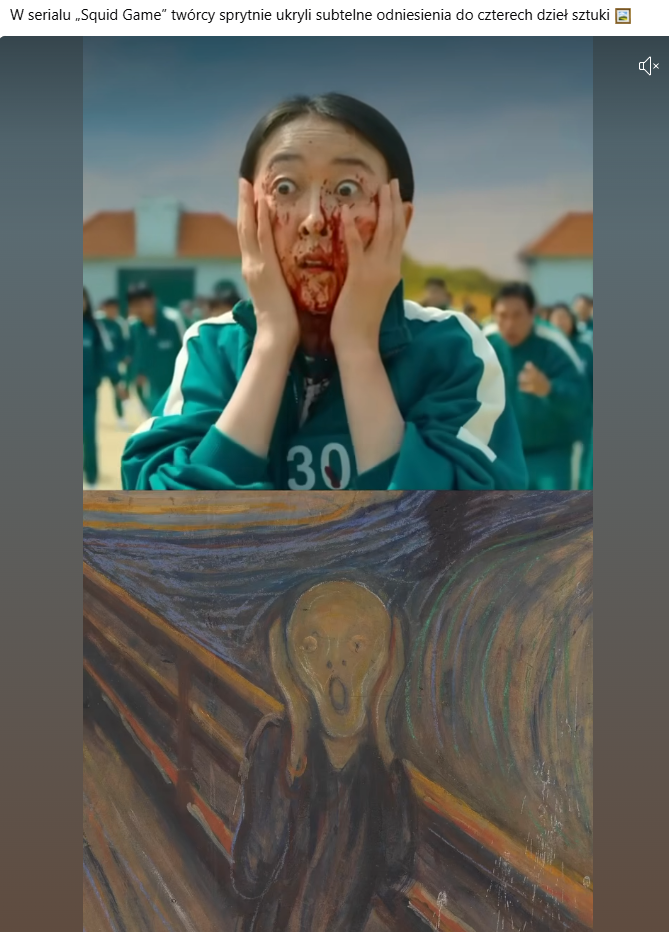 Profesjonalne wideo reklamowe Squid Game w reklamie na Facebooku.