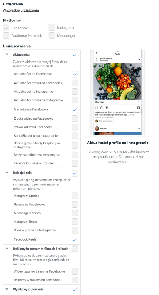 Promowanie skutecznej kreacji reklamowej w różnych miejscach na FB.
