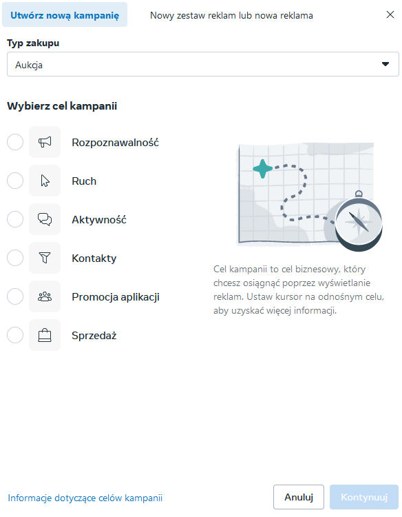 Wybór odpowiedniego celu kampanii.